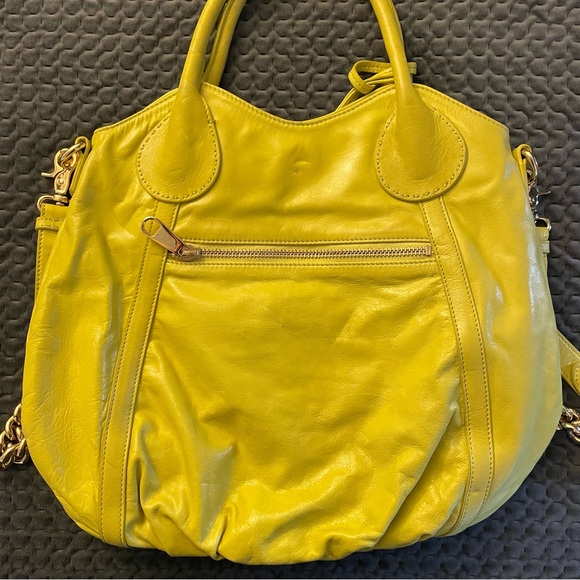 Used only once!  Gorgeous Badgley Mischka American Glamour yellow leather bag - Picture 8 of 13